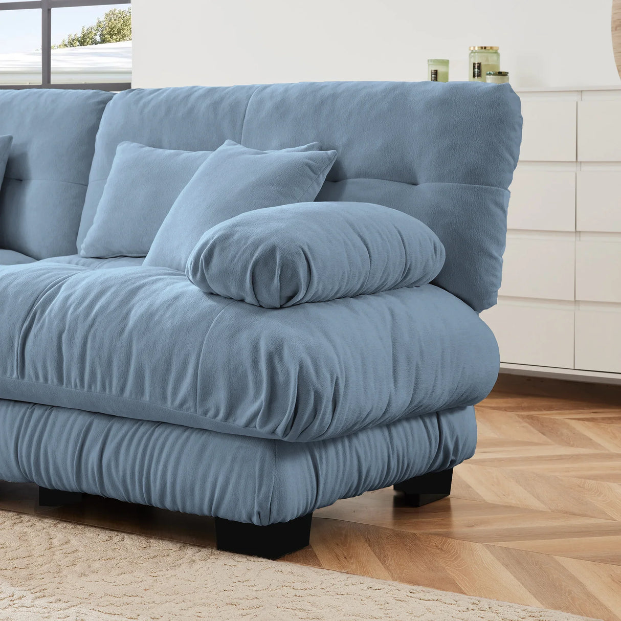 4-Seater Modular Chenille Sofa - Blue - Furniture Home Direct
