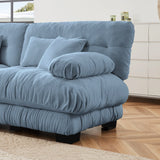 4-Seater Modular Chenille Sofa - Blue - Furniture Home Direct