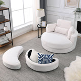 Linen Barrel Swivel Chair With Storage Ottoman - Furniture Home Direct