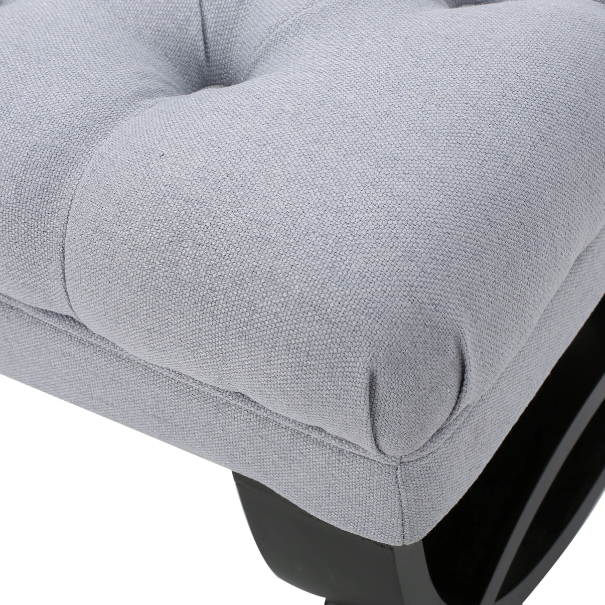 Bench Tufted Cushion with Arched Black Legs Light Grey - Furniture Home Direct