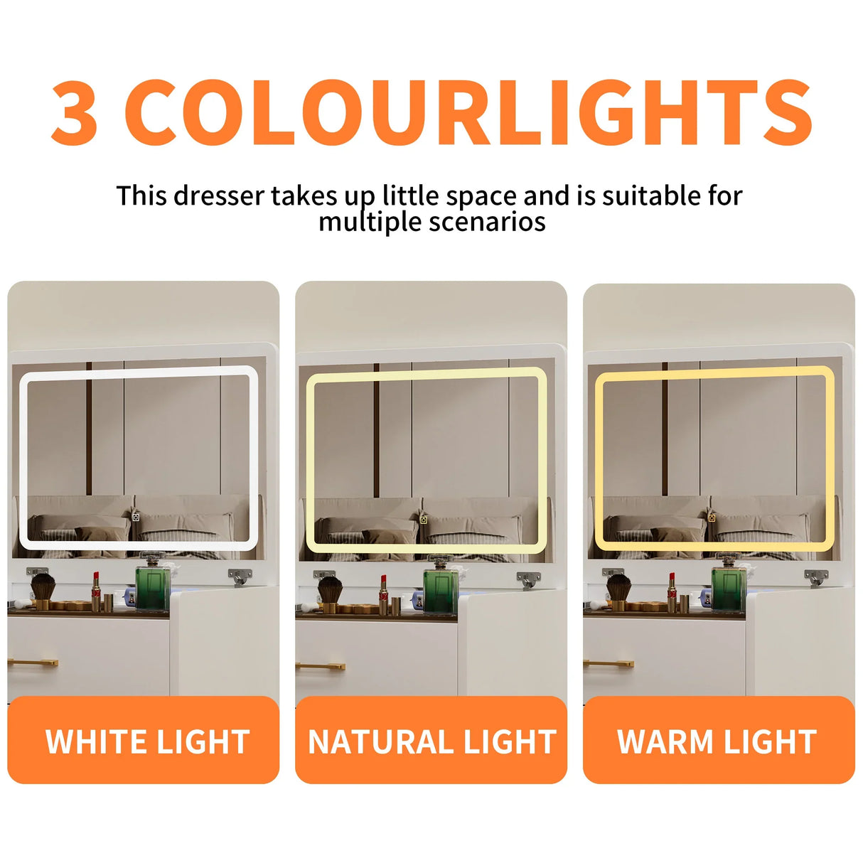 Vanity Table With Flip Top Four Drawers And Stool White - Furniture Home Direct