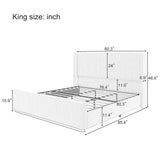 King Bed Corduroy Upholstered Storage Ottoman Light Grey - Furniture Home Direct