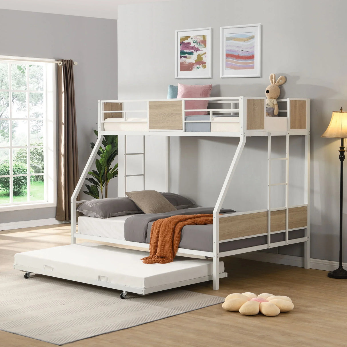 Modern Metal Bunk Bed With Dual Side Ladder And Metal Desig - Furniture Home Direct