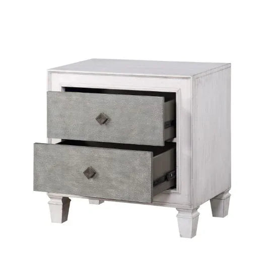 Katia - Weathered Night Stand - Gray / White - Furniture Home Direct