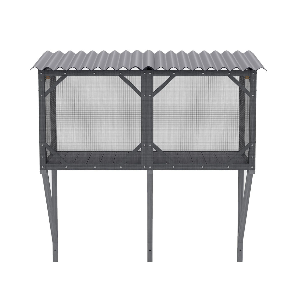 Premium Cat Window Box With Bug Proof Net For Large Indoor Cats Spruce Wood & Polyester - Antique Gray - Furniture Home Direct