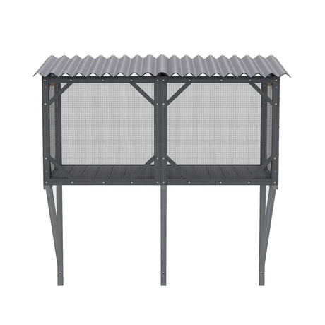 Premium Cat Window Box With Bug Proof Net For Large Indoor Cats Spruce Wood & Polyester - Antique Gray - Furniture Home Direct