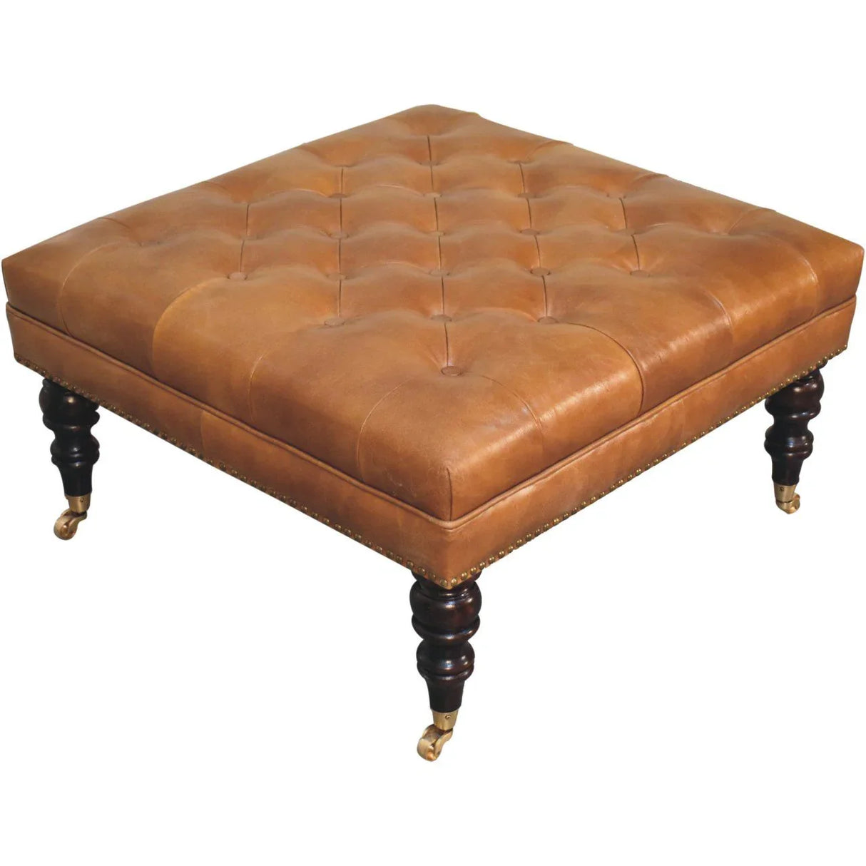 Buffalo - Leather Ottoman With Castor Legs - Furniture Home Direct