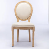 French Style Solid Wood Frame Antique Painting Linen Fabric Back Dining Chair (Set of 2) - Furniture Home Direct