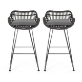 Outdoor Rattan Bar Chair With Metal Legs