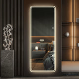 Frameless Full Length Floor Mirror With LED Light, Dimming & 3 Color Modes Mirror - Silver - Furniture Home Direct