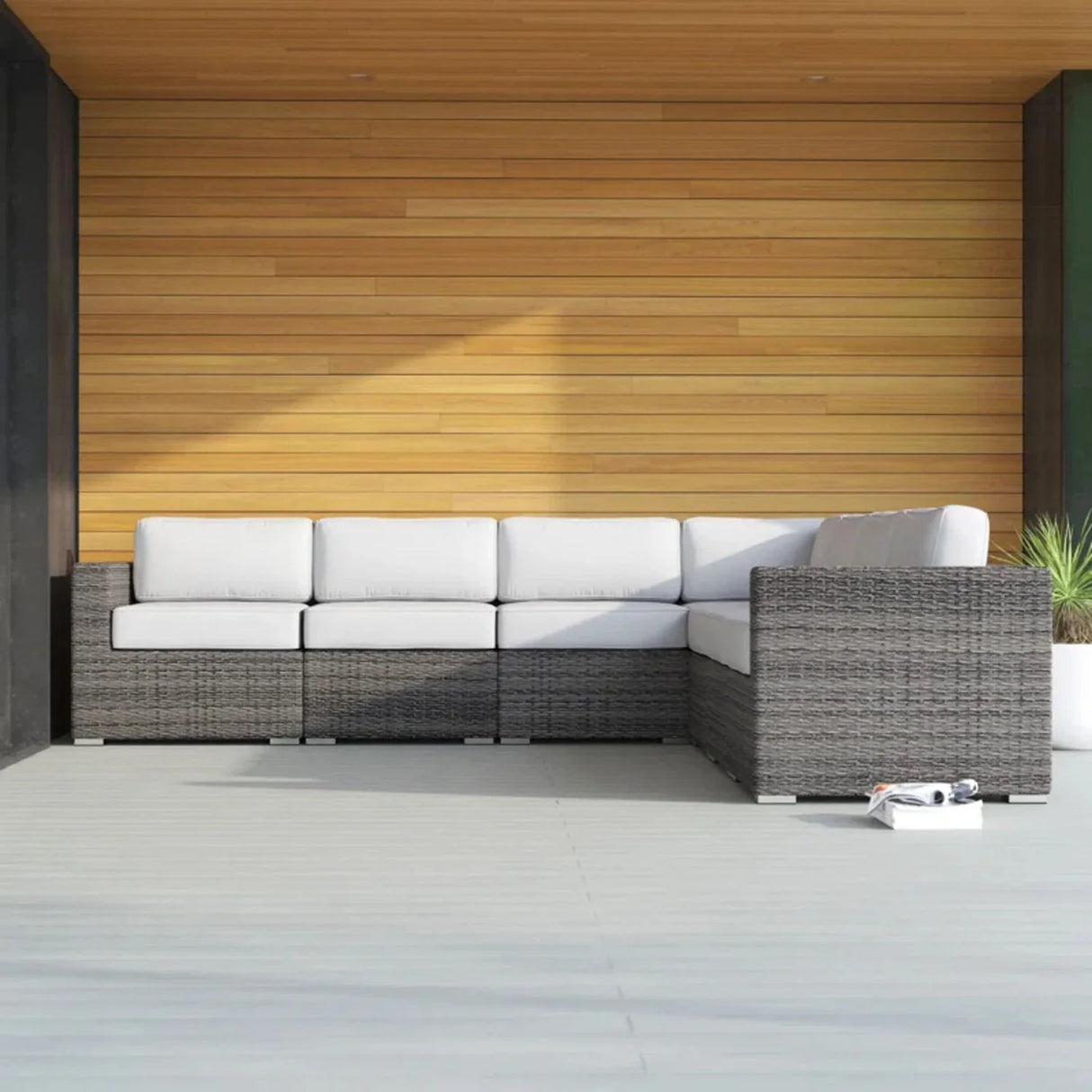 Luxurious Wicker Patio Sectional With Weather Resistant Sunbrella Cushions - Furniture Home Direct