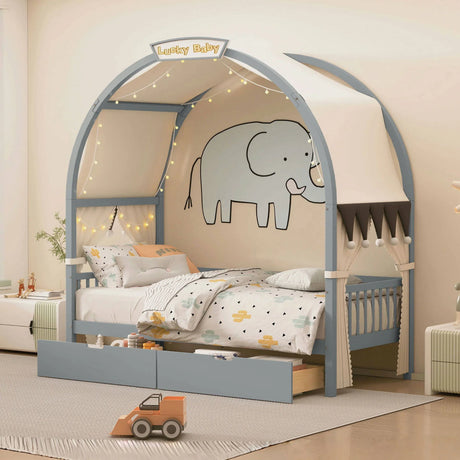 Bed With Arched Roof And 2 Drawers - Furniture Home Direct