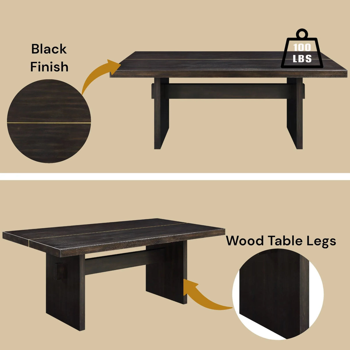 Jaramillo - 7 Pieces Dining Room Set - Gold / Rustic Espresso - Furniture Home Direct