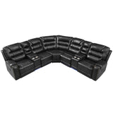 Sectional Sofa Manual Reclining With LED Light Strips Black - Furniture Home Direct