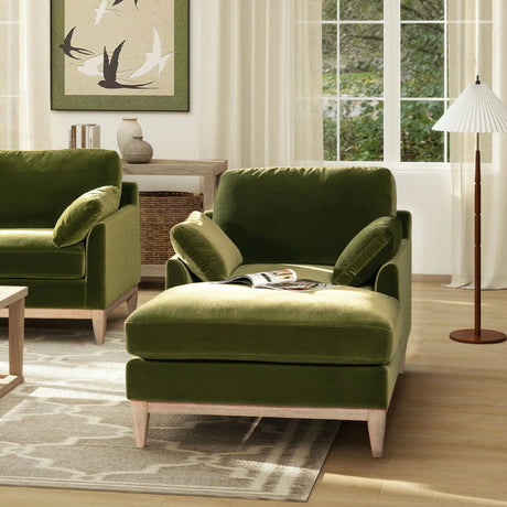 Pasadena - Modern Farmhouse Chaise Lounge Chair - Olive Green - Furniture Home Direct