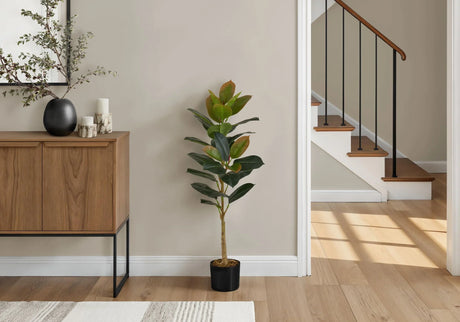 Artificial Plant, 40" Tall, Rubber Tree, Indoor, Faux, Fake, Floor, Greenery, Potted, Real Touch, Decorative - Green / Black - Furniture Home Direct