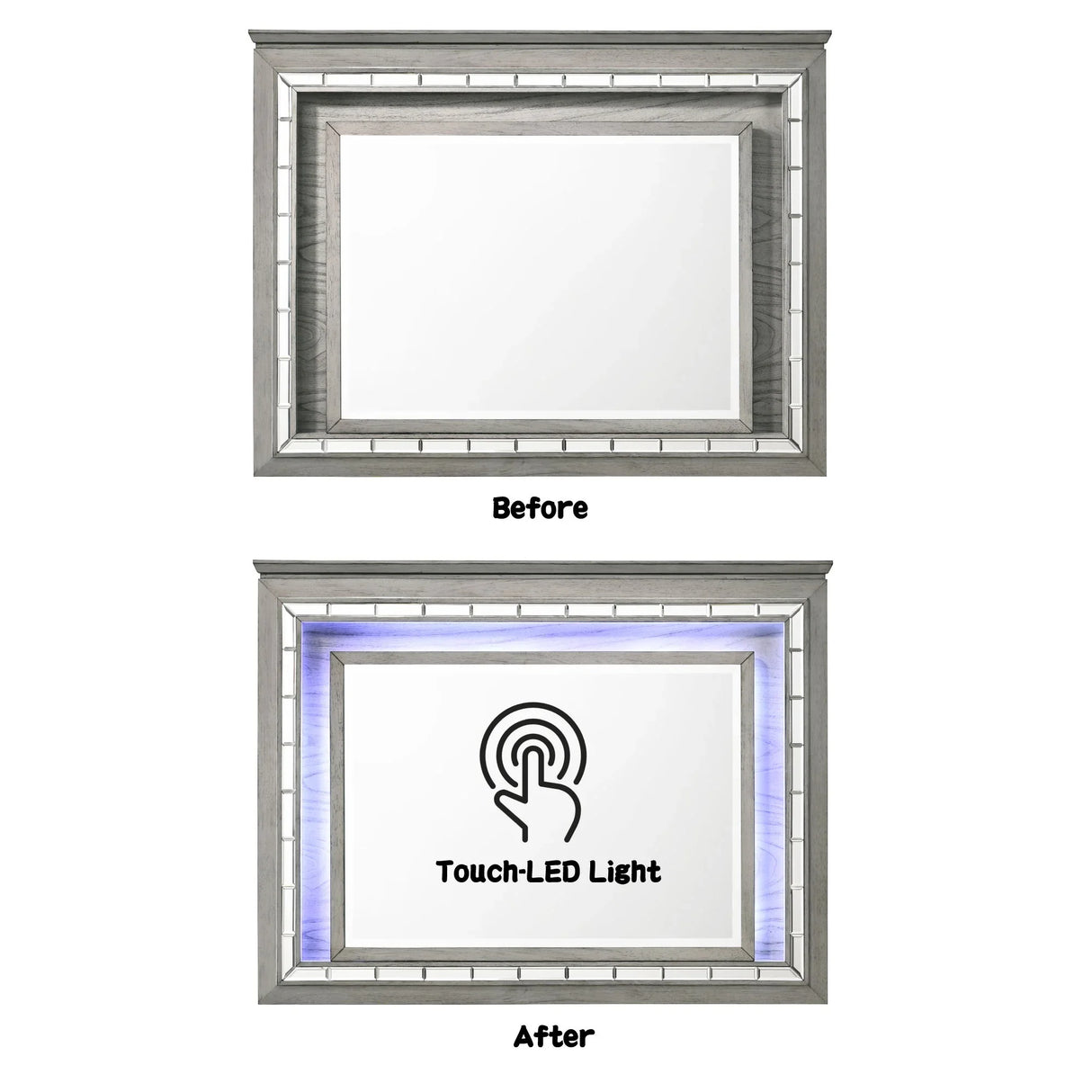 Antares - Mirror With LED - Light Gray - Furniture Home Direct