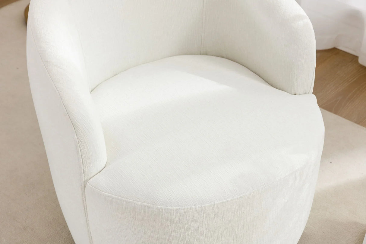Chenille Fabric Swivel Accent Armchair Barrel Chair With Powder Coating Metal Ring - Furniture Home Direct
