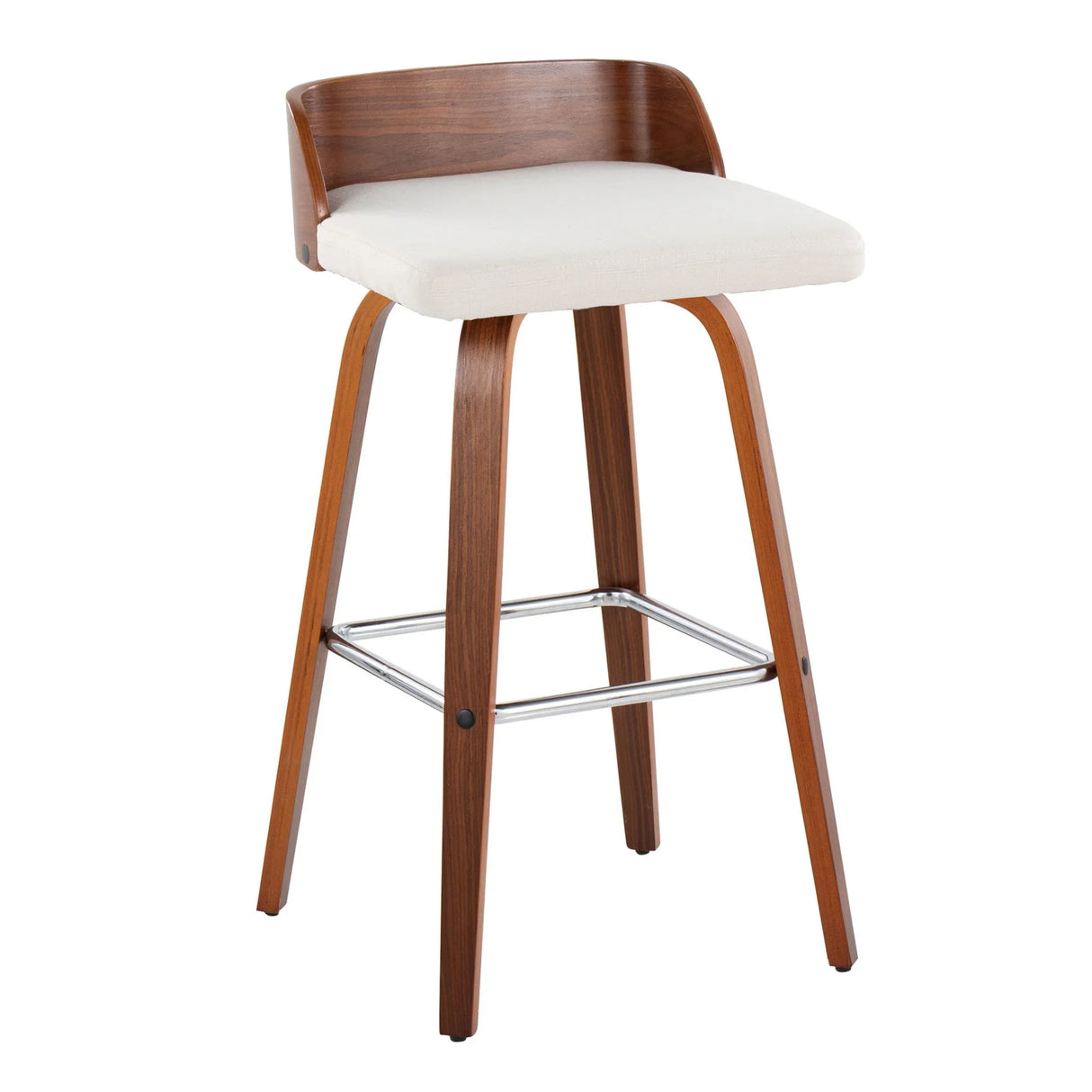 Maya - Mid Century Modern Fixed Height Barstool With Swivel With Square Footrest (Set of 2) - Furniture Home Direct