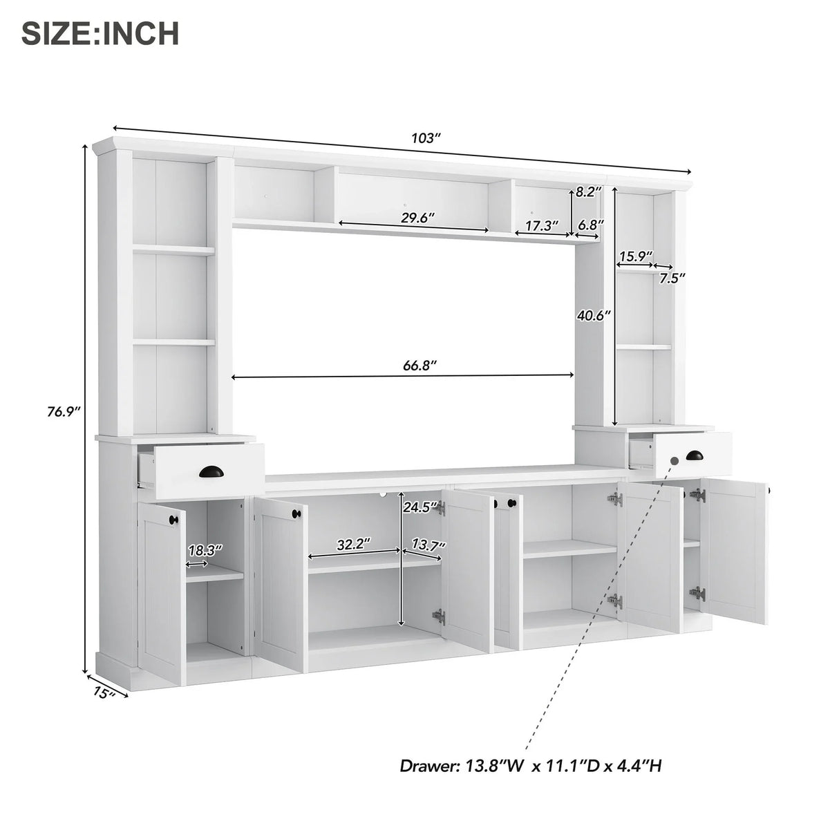 Minimalist Entertainment Wall Unit Set With Bridge For TVs Up To 75" - Furniture Home Direct