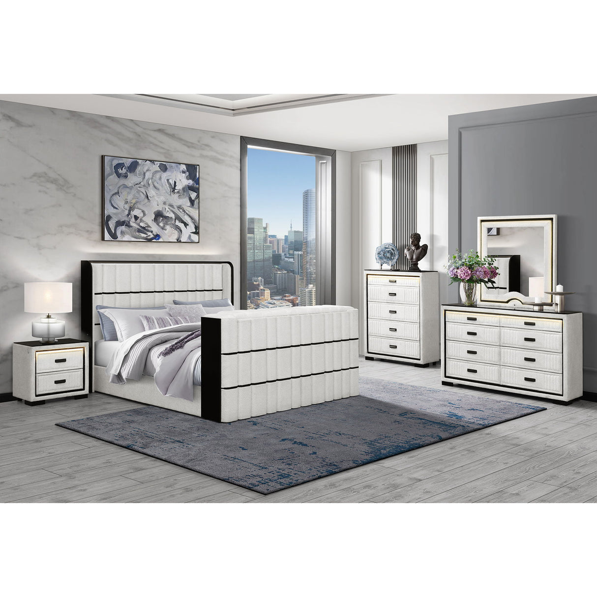 Isaiah - Mirror With Upholstered Frame And LED Lighting
