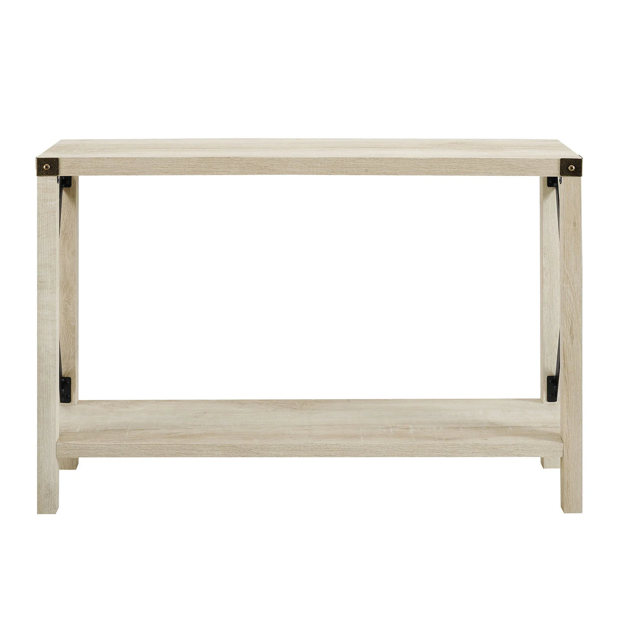 Farmhouse Metal X Table With Lower Shelf - Furniture Home Direct