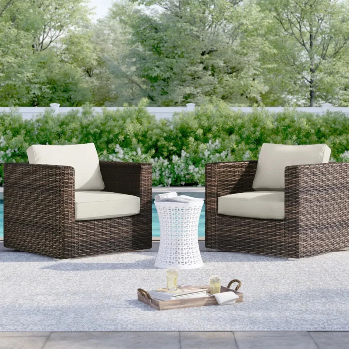 Outdoor Chairs Set With Cushions - Brown Mix - Furniture Home Direct