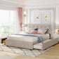 Upholstered Platform Bed With Classic Headboard And Drawers, No Box Spring Needed - Furniture Home Direct