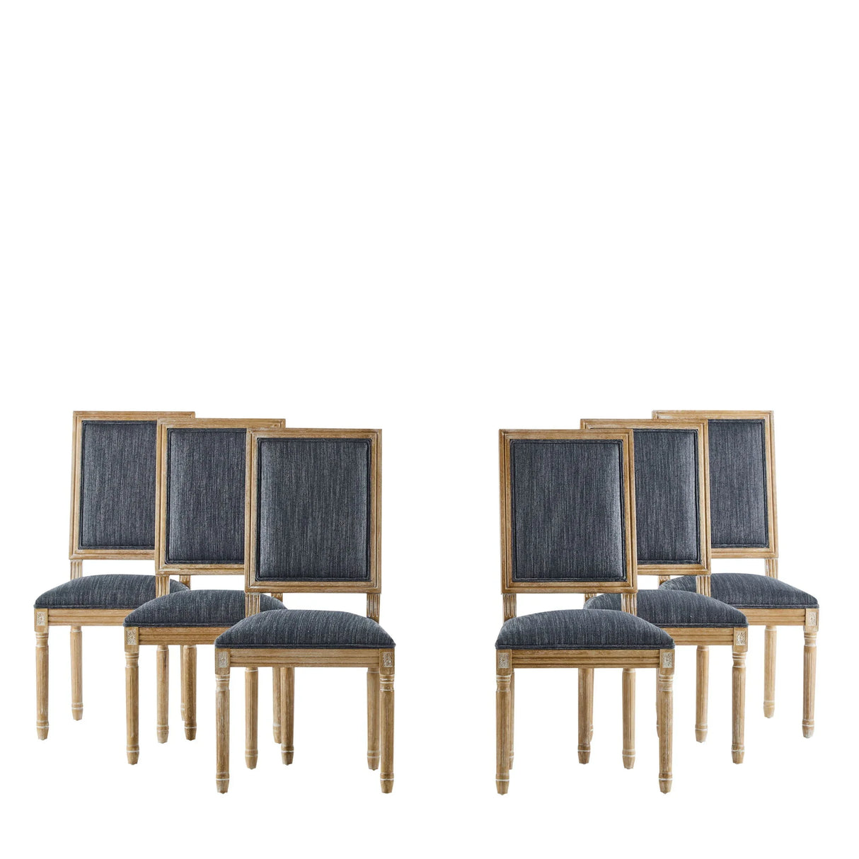 French Country Style Dining Chair With Upholstered Seating And Fluted Legs