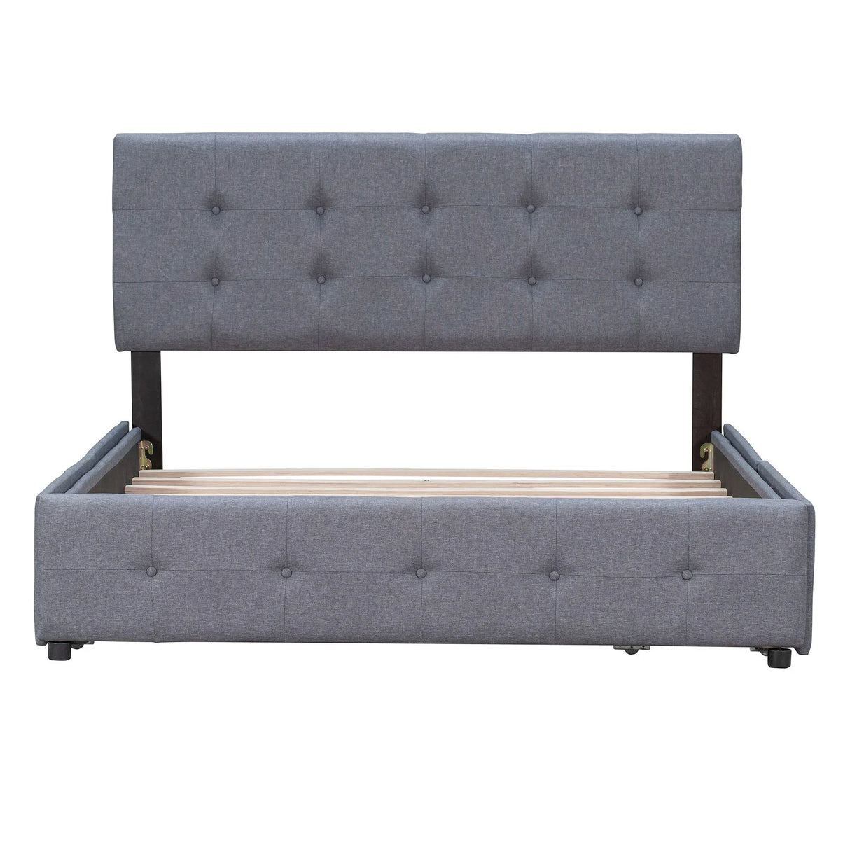 Upholstered Platform Bed With Classic Headboard And Drawers, No Box Spring Needed - Furniture Home Direct