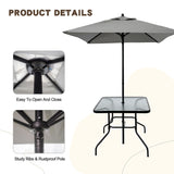 Outdoor Patio Dining Set For 4 People, Metal Patio Furniture Table And Chair Set With Umbrella - Black - Furniture Home Direct