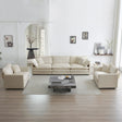3 Pc Living Room Set with Sofa and Two Chairs, Beige Chenille - Furniture Home Direct