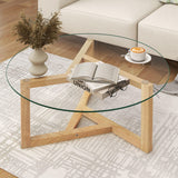 Round Glass Coffee Table Modern Cocktail Table - Furniture Home Direct
