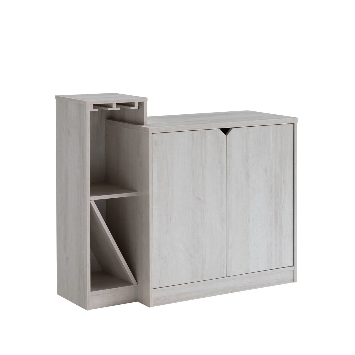 Bar Cabinet, Wine Bottle Storage Display Kitchen Cabinet, Holds 4 Wine Bottles - White Oak - Furniture Home Direct
