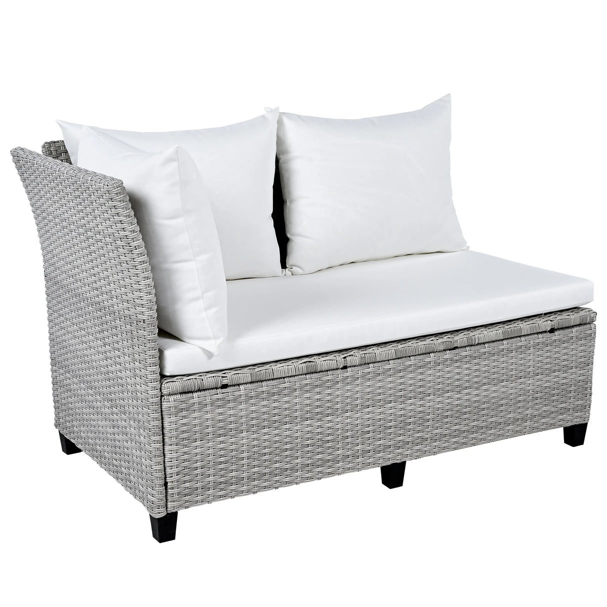 Outdoor Rattan Sectional With 2 Extendable Side Tables and Washable Covers - Furniture Home Direct