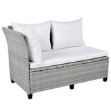 Outdoor Rattan Sectional With 2 Extendable Side Tables and Washable Covers - Furniture Home Direct