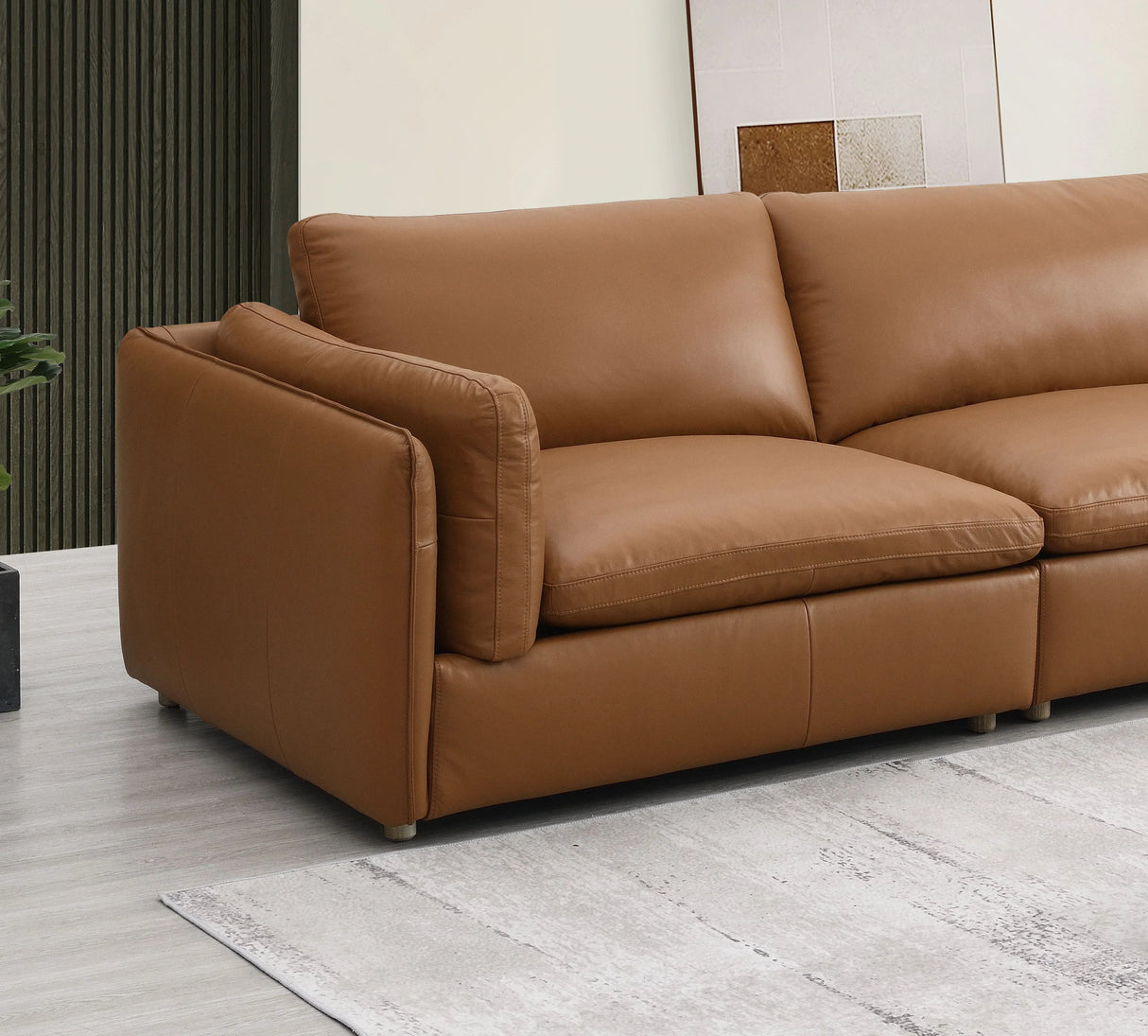 Brighton - Top Grain Leather Modular Sectional - Brown - Furniture Home Direct
