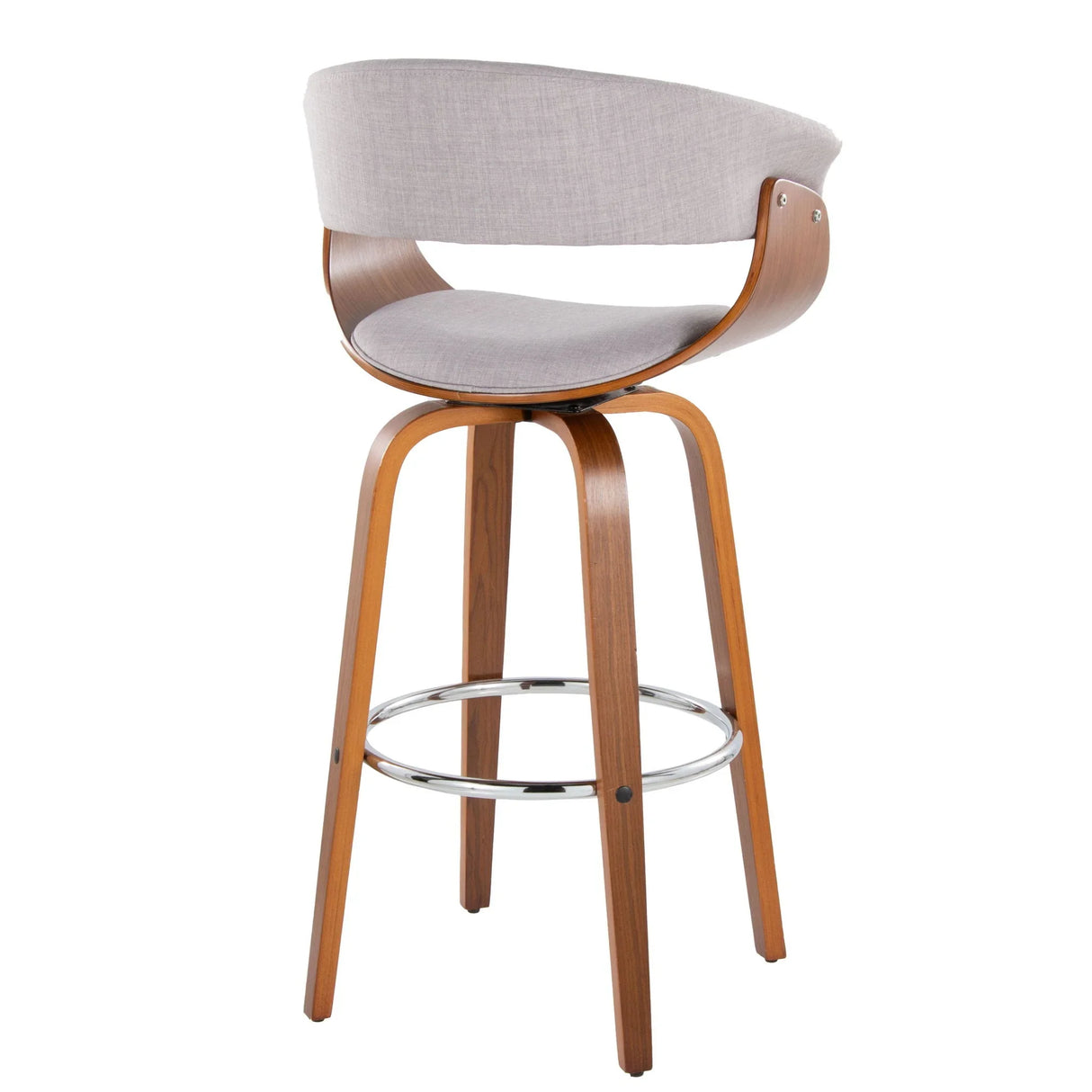 Vintage Mod - Mid Century Modern Fixed Height Barstool With Swivel With Round Footrest (Set of 2) - Furniture Home Direct