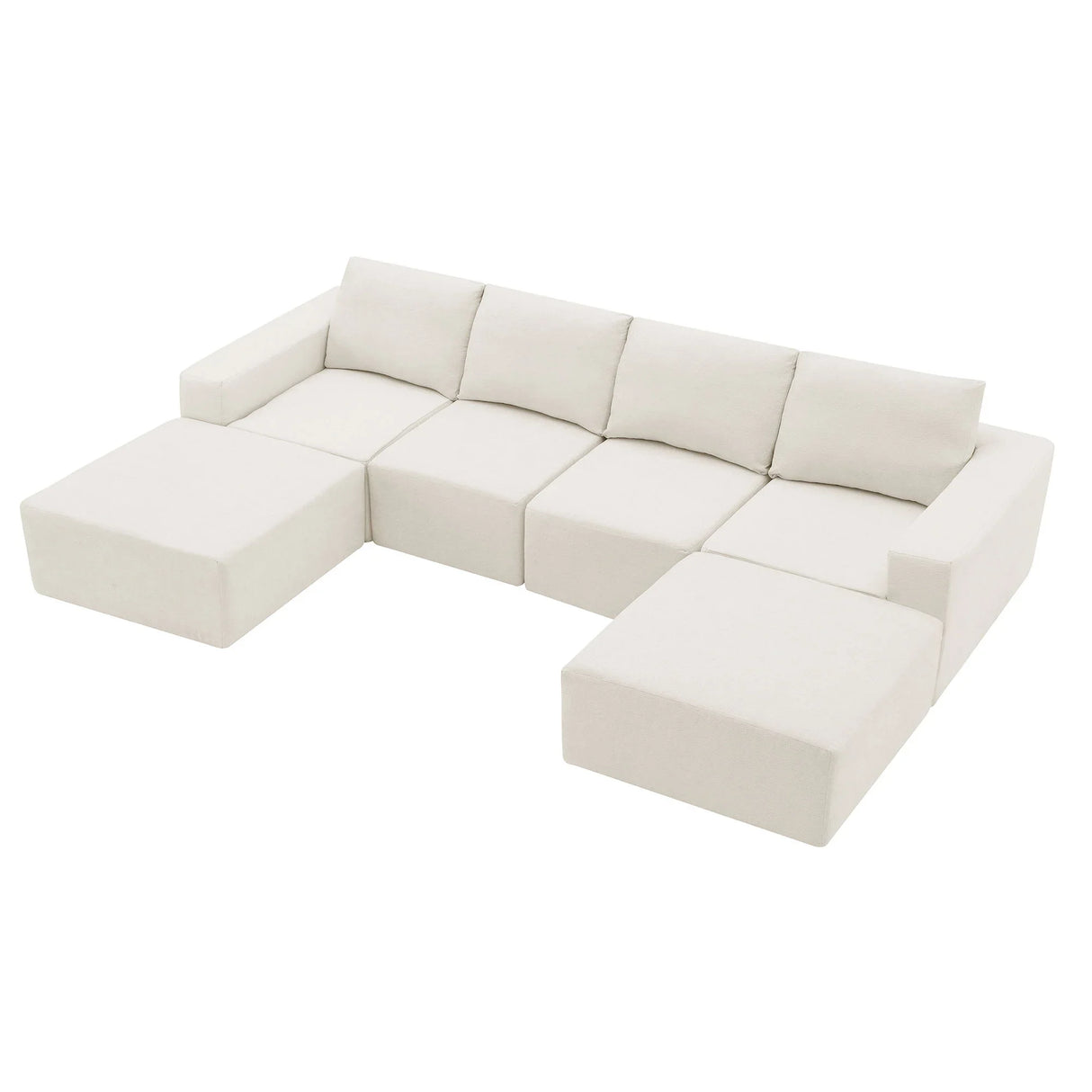Modular U Shaped Sectional With Ottomans, Luxury Cloud Floor Couch With Deep Seat Fully Compressed Upholstered Sofa - Furniture Home Direct