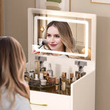 Vanity Desk With Mirror And 3 Drawers American Design White - Furniture Home Direct