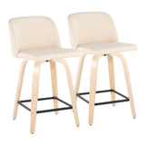 Toriano - Contemporary Modern Design Fixed Height Counter Stool With Swivel With Square Footrest (Set of 2) - Furniture Home Direct