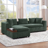 Modern L Shaped Sectional Sofa With Chenille Upholstery And Wooden Storage - Furniture Home Direct