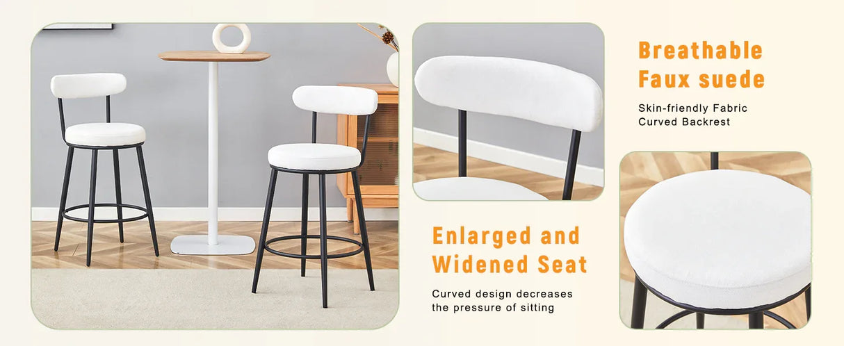Counter Height Chairs Padded Seat Black Metal Frame White - Furniture Home Direct