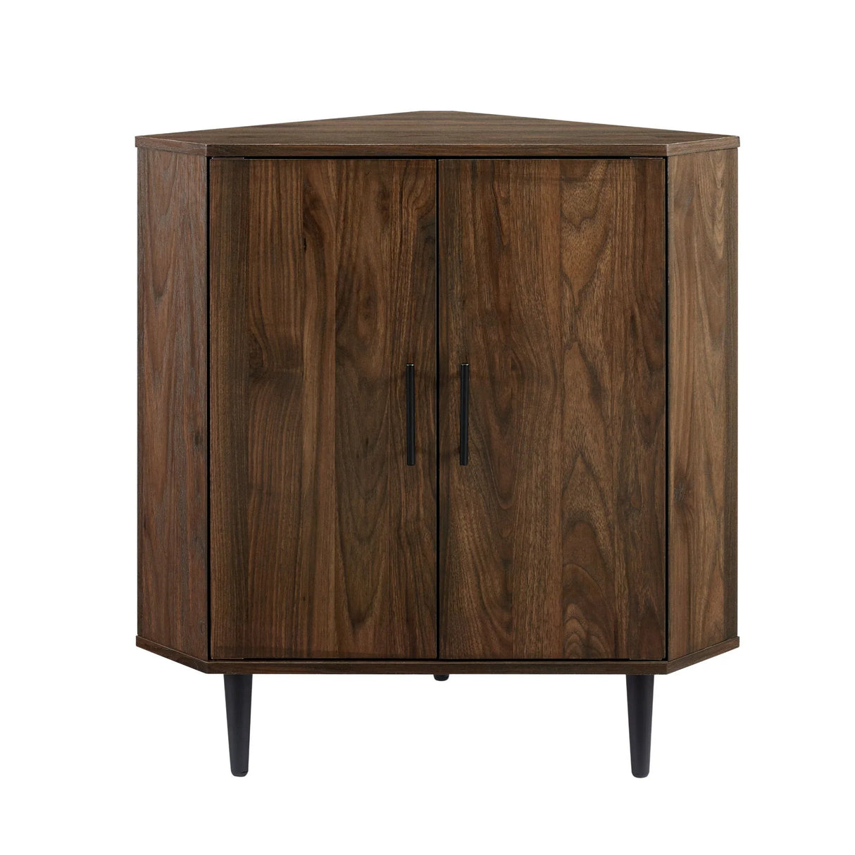 Contemporary 2 Door Mixed-Material Corner Accent Cabinet - Furniture Home Direct
