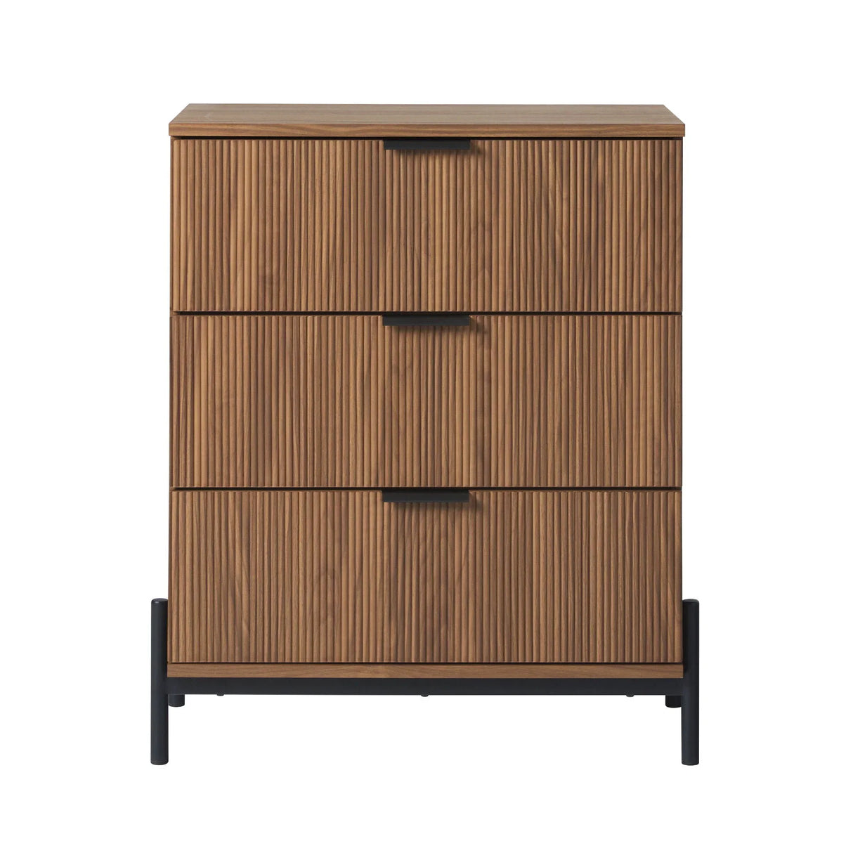 Mid-Century 3 Drawer Chest With Reeded Drawer Fronts - Furniture Home Direct