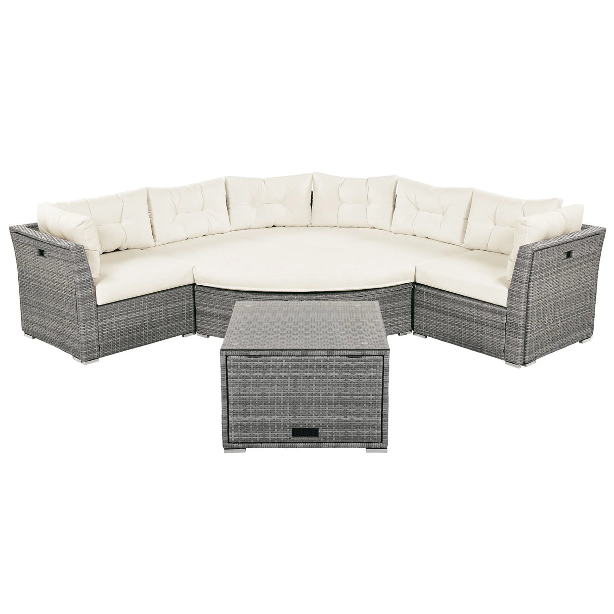 Patio Furniture Set Outdoor Daybed Rattan Sectional With Cushions And Center Table - Furniture Home Direct