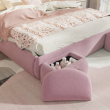 Full Size Upholstered Platform Bed with Cartoon Ears Shaped Headboard and Light, Pink - Furniture Home Direct