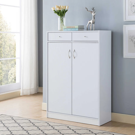 Shoe Storage Cabinet With Fives Shelves, Two Drawers, Fits 15 Pairs Of Shoes - Furniture Home Direct