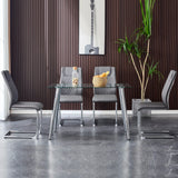 Dining Chairs Modern Faux Leather With Chrome Legs Gray - Furniture Home Direct