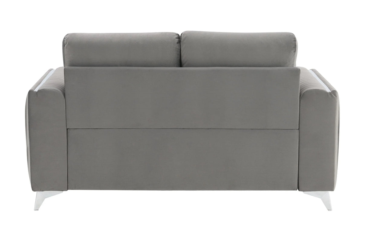 Wenona Gray Velvet 3Pcs Living Room Set (Sofa, Loveseat, Chair) - Furniture Home Direct